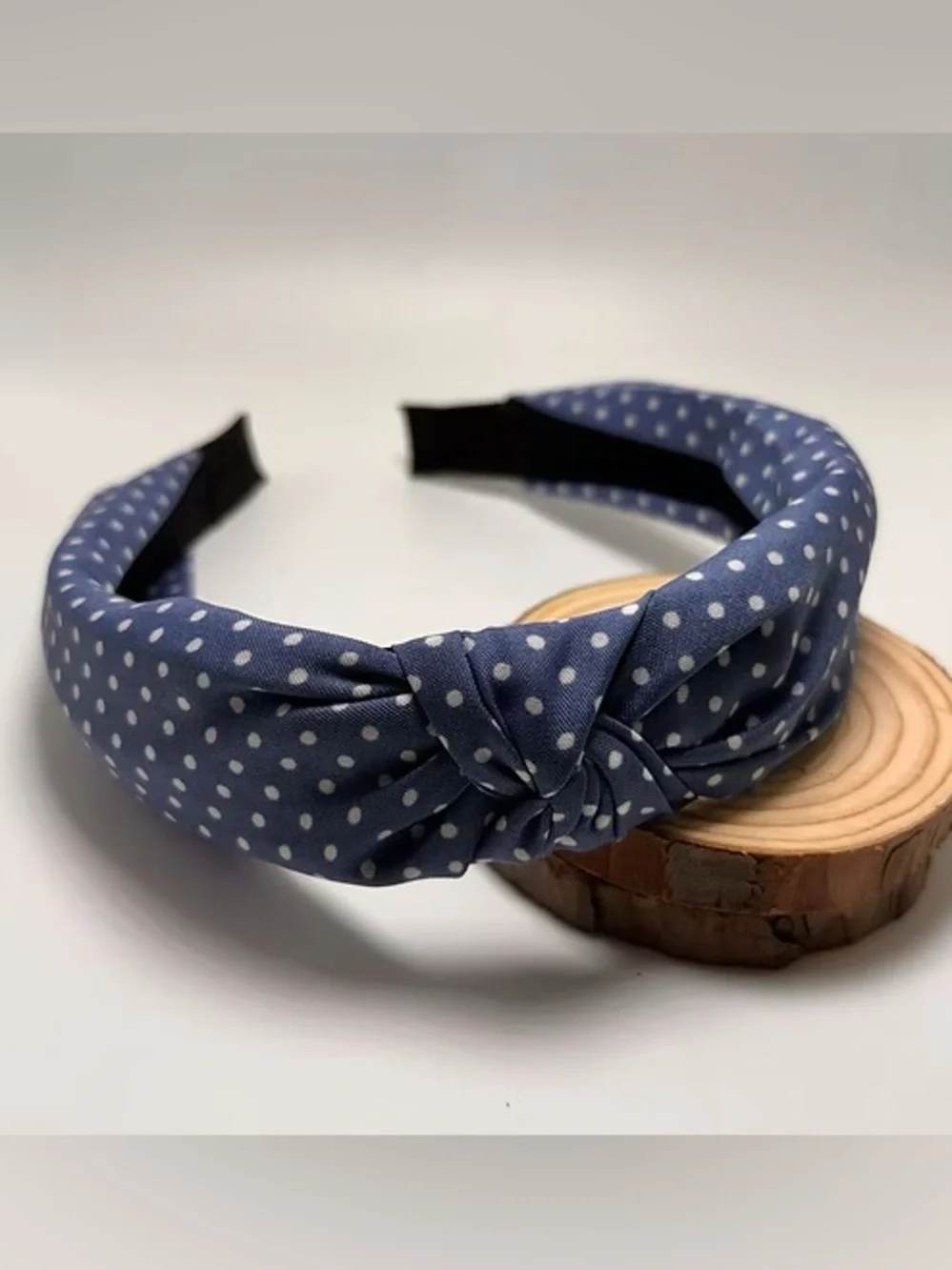 Polka Dot Knot Headband - Blue